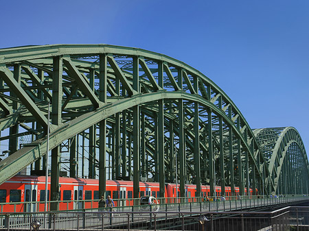 Foto Hohenzollernbrücke mit Zug - Köln