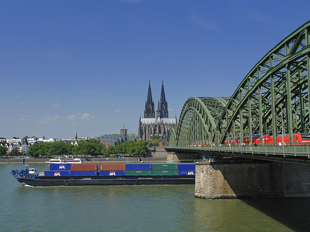 Schiff unter der Hohenzollernbrücke Foto 