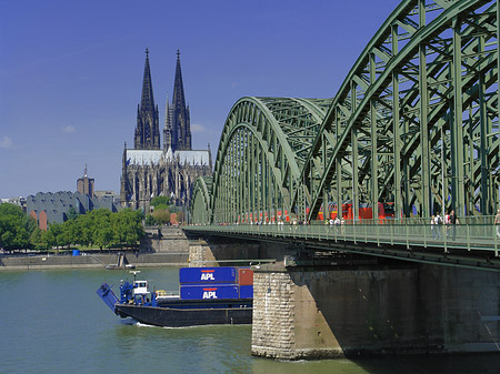 Schiff unter der Hohenzollernbrücke